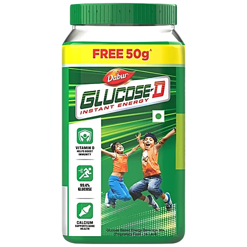DABUR GLUCOSE D 450GM PJR ENERGY BOOST VIT D CAL 99 4 GLUCO 50GM FR